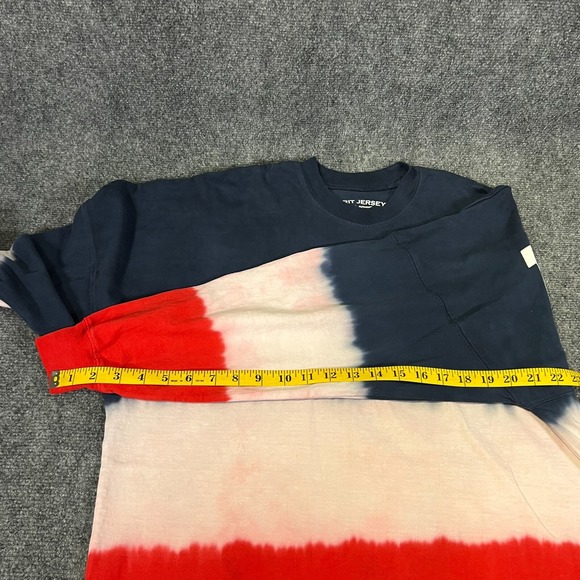 USA Patriotic Spirit Jersey LS Tie Dye Crewneck T-Shirt Oversized RWB Size S - Picture 10 of 13
